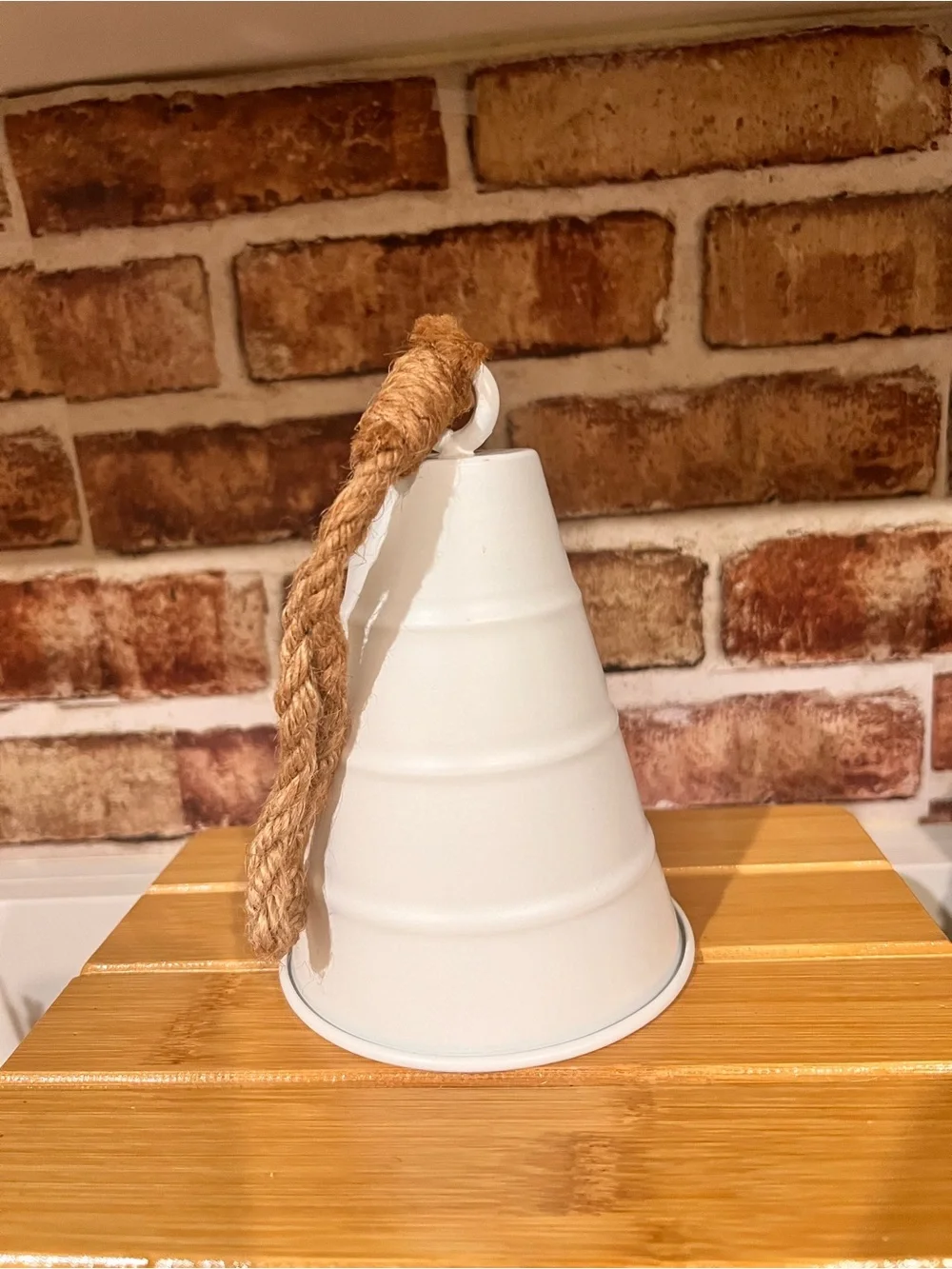 White Rustic Hanging Metal Bell with Jute Rope - Home Party Supplies